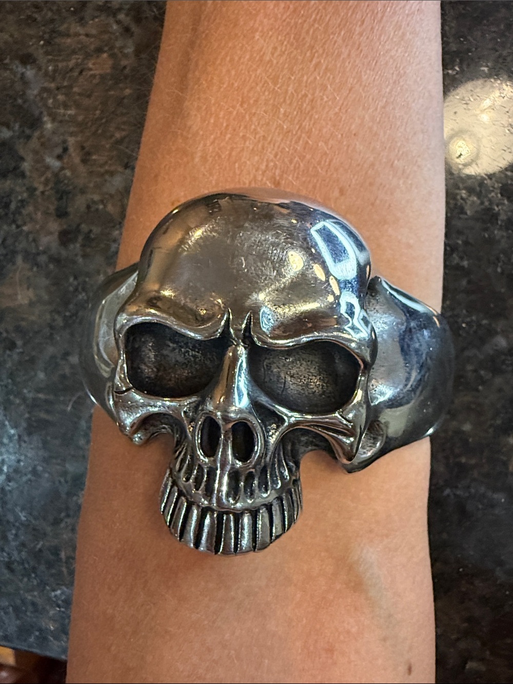Source Unknown Silver Skull Cuff Bracelet